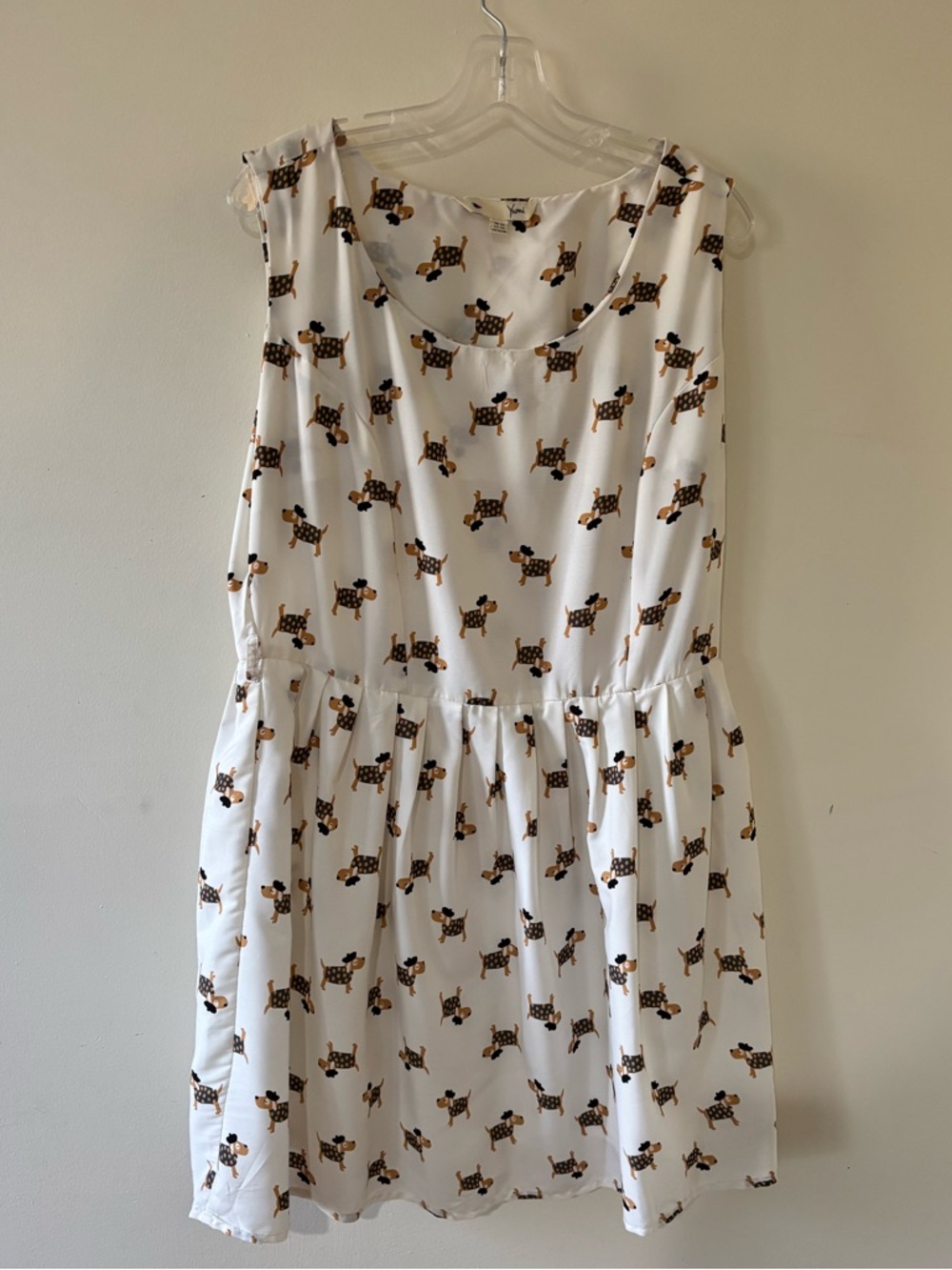 YUMI dog print BERET plus size SLEEVELESS DRESS white Size 14/16